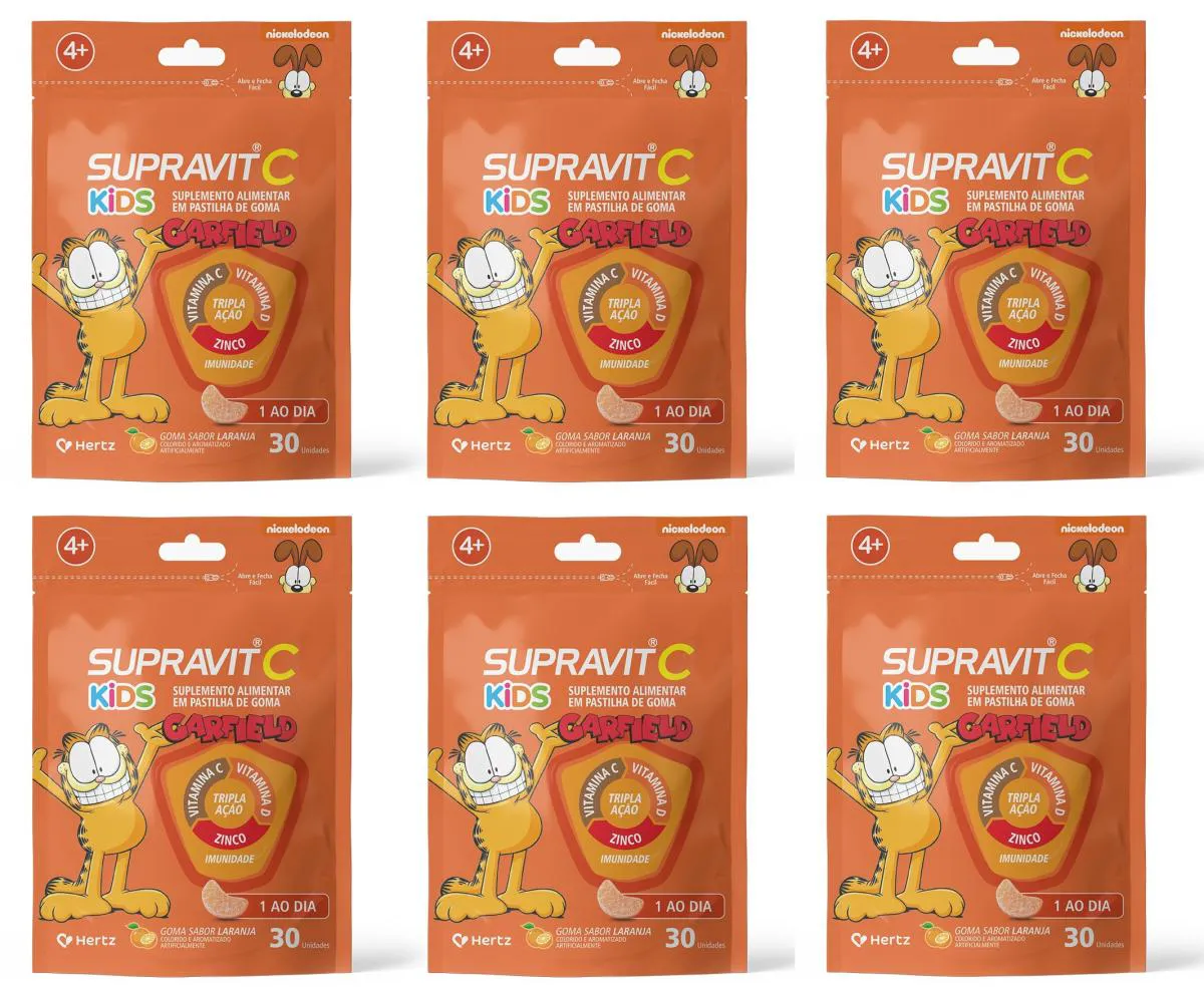 KIT 06 SUPRAVIT C KIDS VITAMINDO SABOR LARANJA 30UN - HERTZ