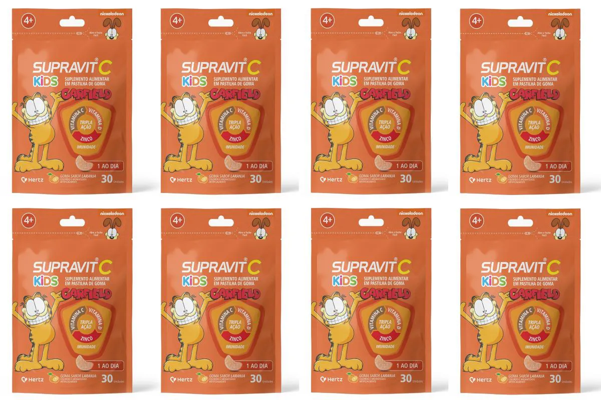 KIT 08 SUPRAVIT C KIDS VITAMINDO SABOR LARANJA 30UN - HERTZ