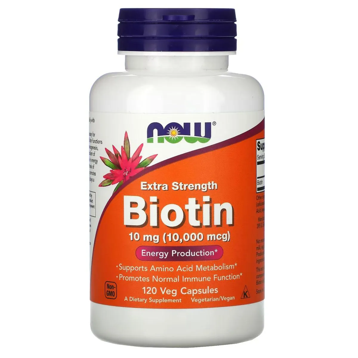 BIOTINA POTêNCIA EXTRA 10MG 10000MCG 120 CAPSULAS VEGETAIS NOW FOODS