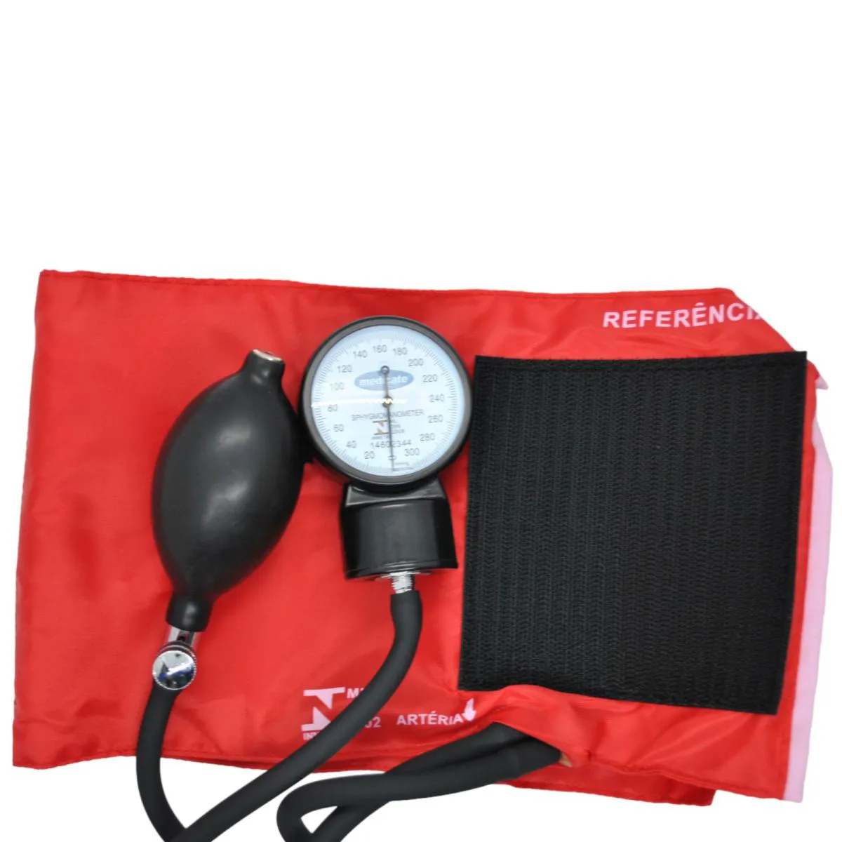 ESFIGMOMANôMETRO ARTERIAL APARELHO/PRESSãO MANUAL VELCRO ADULTO MD30 VERMELHO MEDICATE