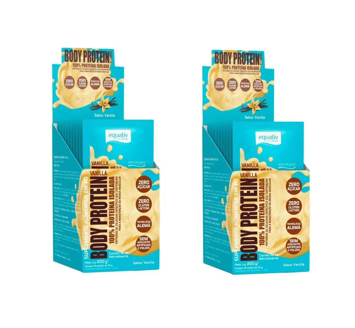 KIT 2 BODY PROTEIN VANILLA EQUALIV COLáGENO 10 SACHêS 20G