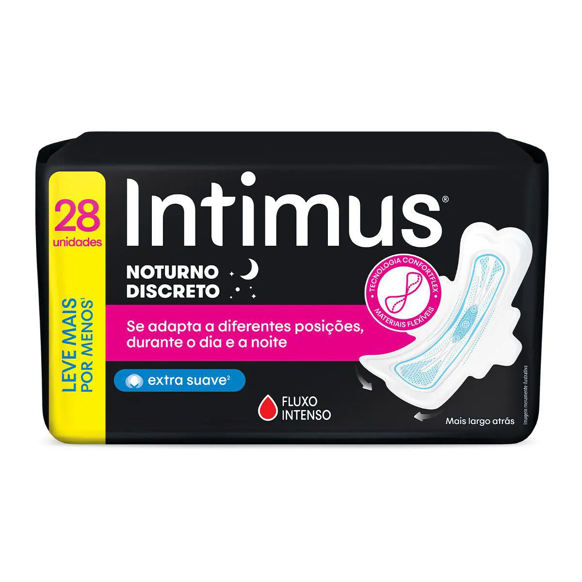 Absorvente Intimus Noturno Discreto Cobertura Suave com Abas com 28 unidades