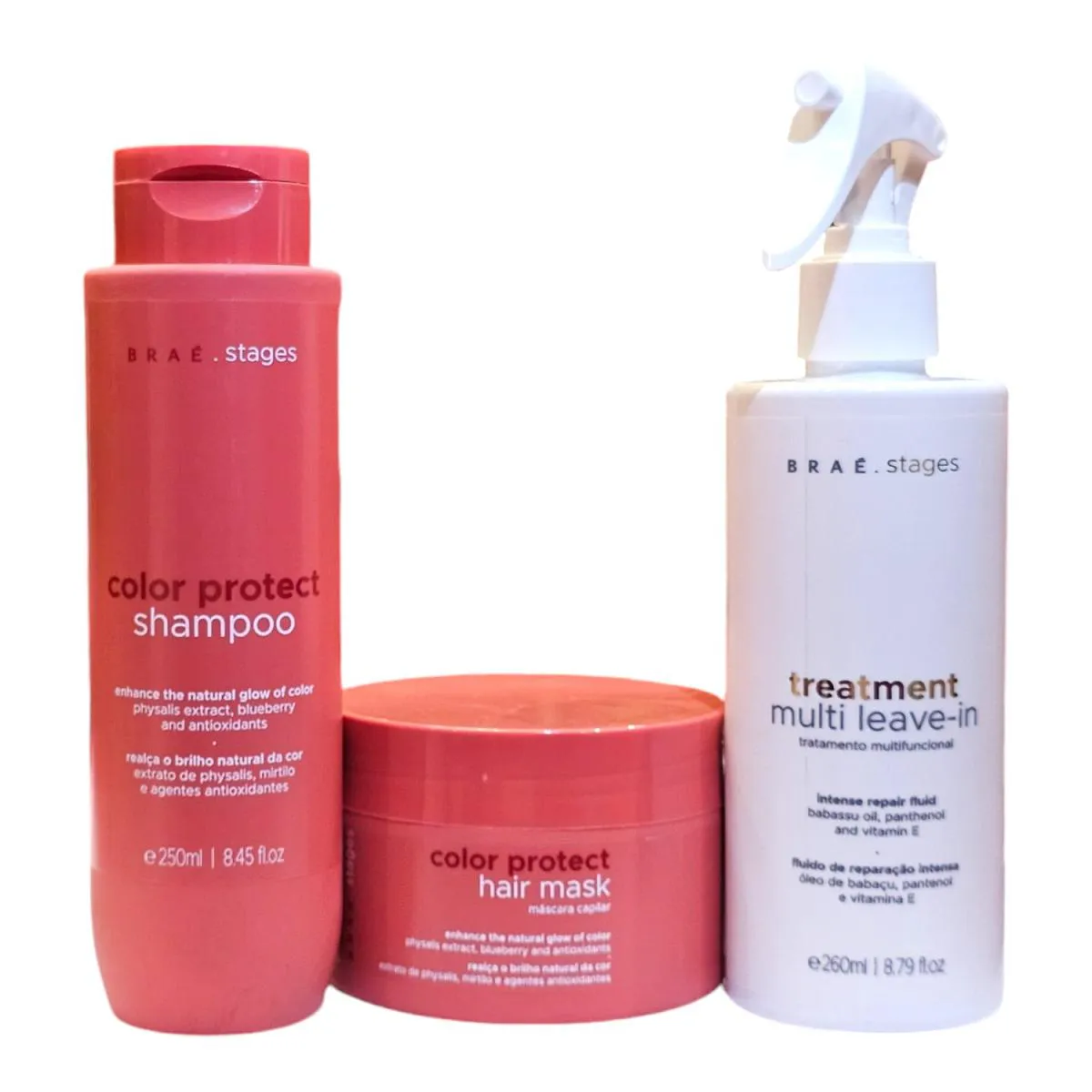 KIT BRAé STAGES COLOR PROTECT - SHAMPOO 250ML + MáSCARA 200G + TREATMENT LEAVE-IN SPRAY 260ML