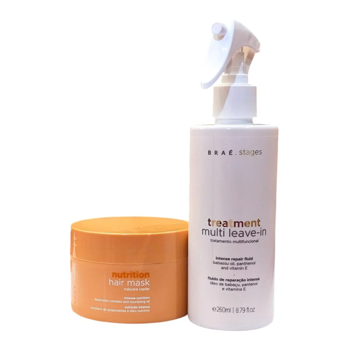 KIT BRAé STAGES NUTRITION - MáSCARA 200G + TREATMENT SPRAY LEAVE-IN 260ML