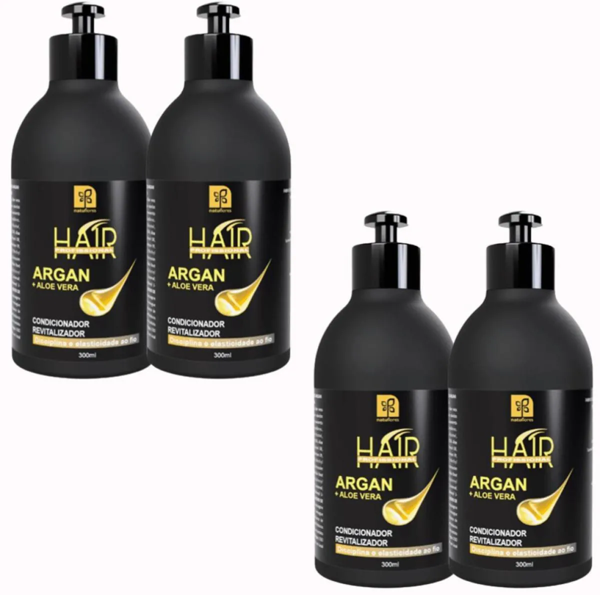 CONDICIONADOR HAIR PROFISSIONAL  ARGAN + ALOE VERA 300ML NATUFLORES KIT 4UN