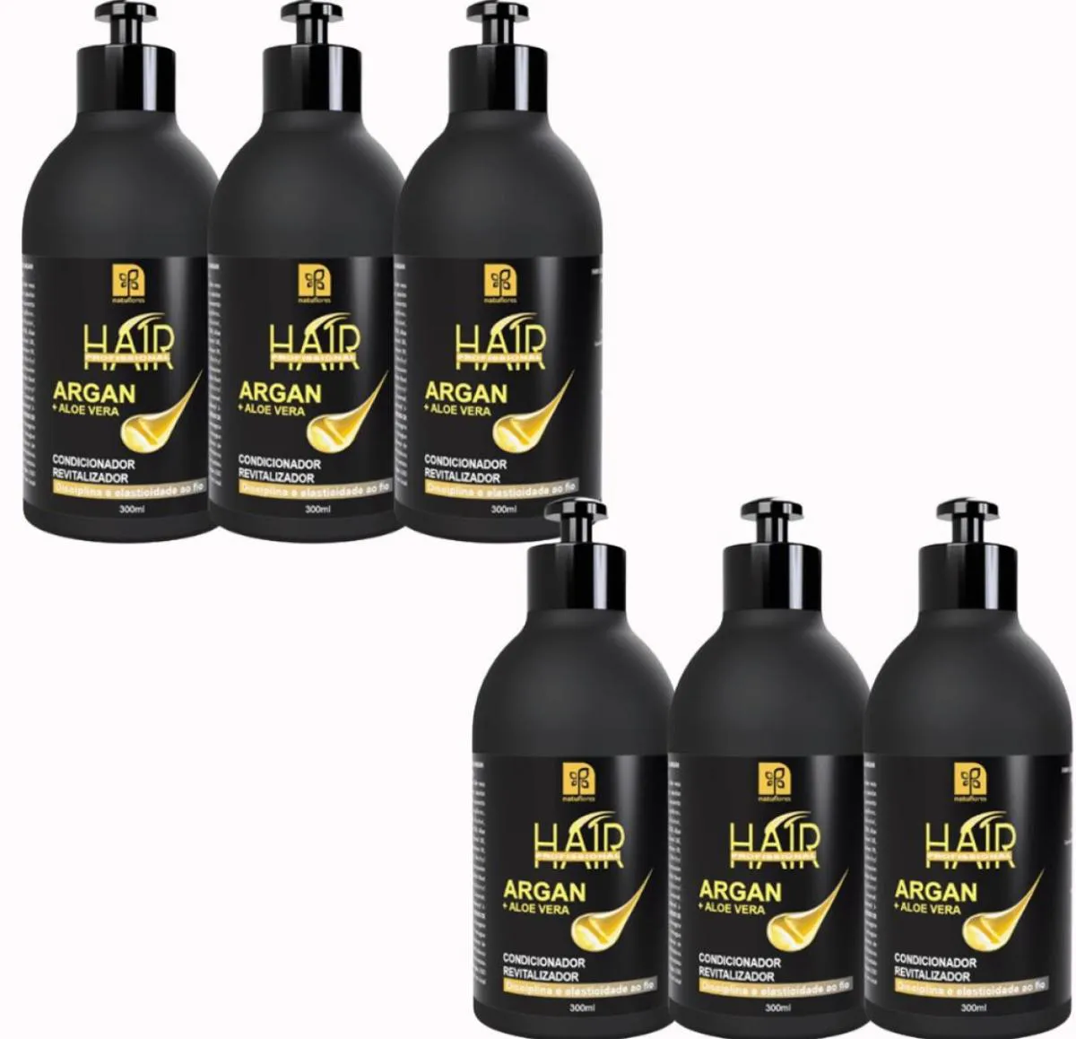 CONDICIONADOR HAIR PROFISSIONAL  ARGAN + ALOE VERA 300ML NATUFLORES KIT 6UN