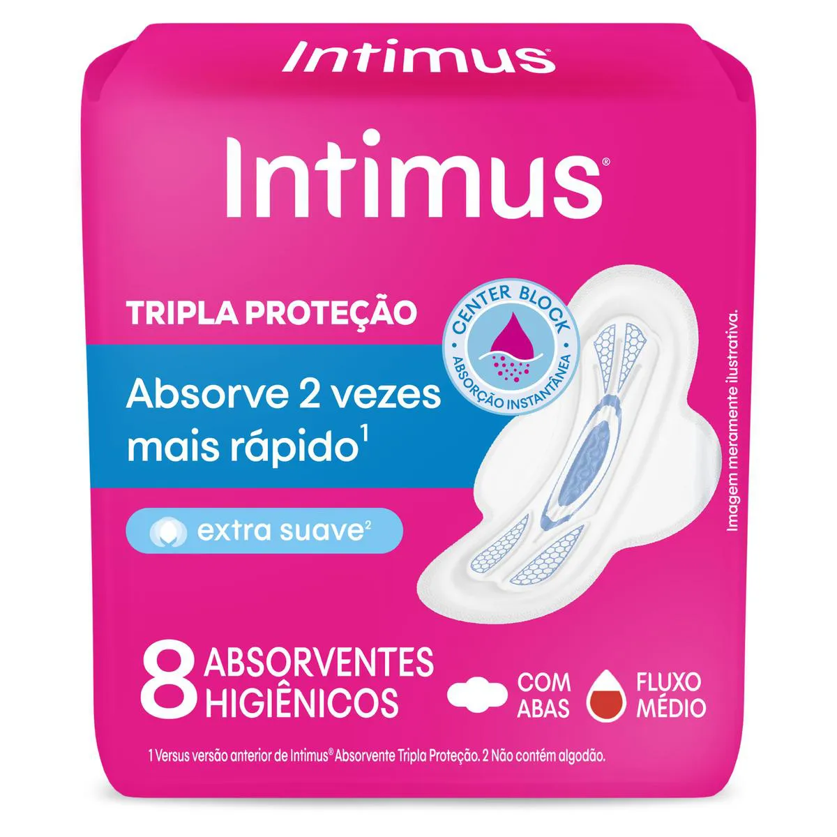 Absorvente Intimus Tripla Proteção Cobertura Suave com Abas 8 unidades