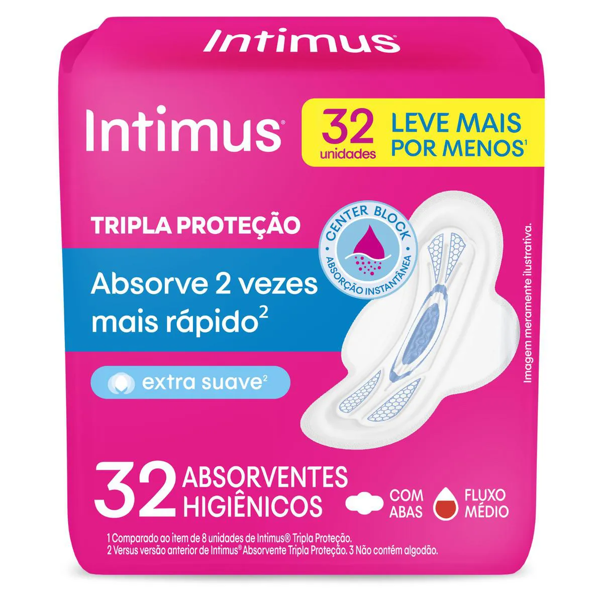 Absorvente Intimus Tripla Proteção Cobertura Suave Com Abas com 32 unidades