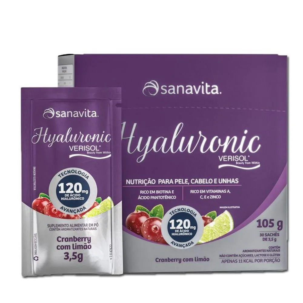 3 HYALURONIC + VERISOL SANAVITA 30 SACHêS CRANBERRY + LIMãO