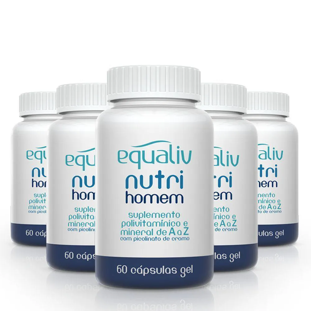 KIT 5 NUTRI HOMEM POLIVITAMíNICO DE A A Z EQUALIV 60 CáPSULAS GEL