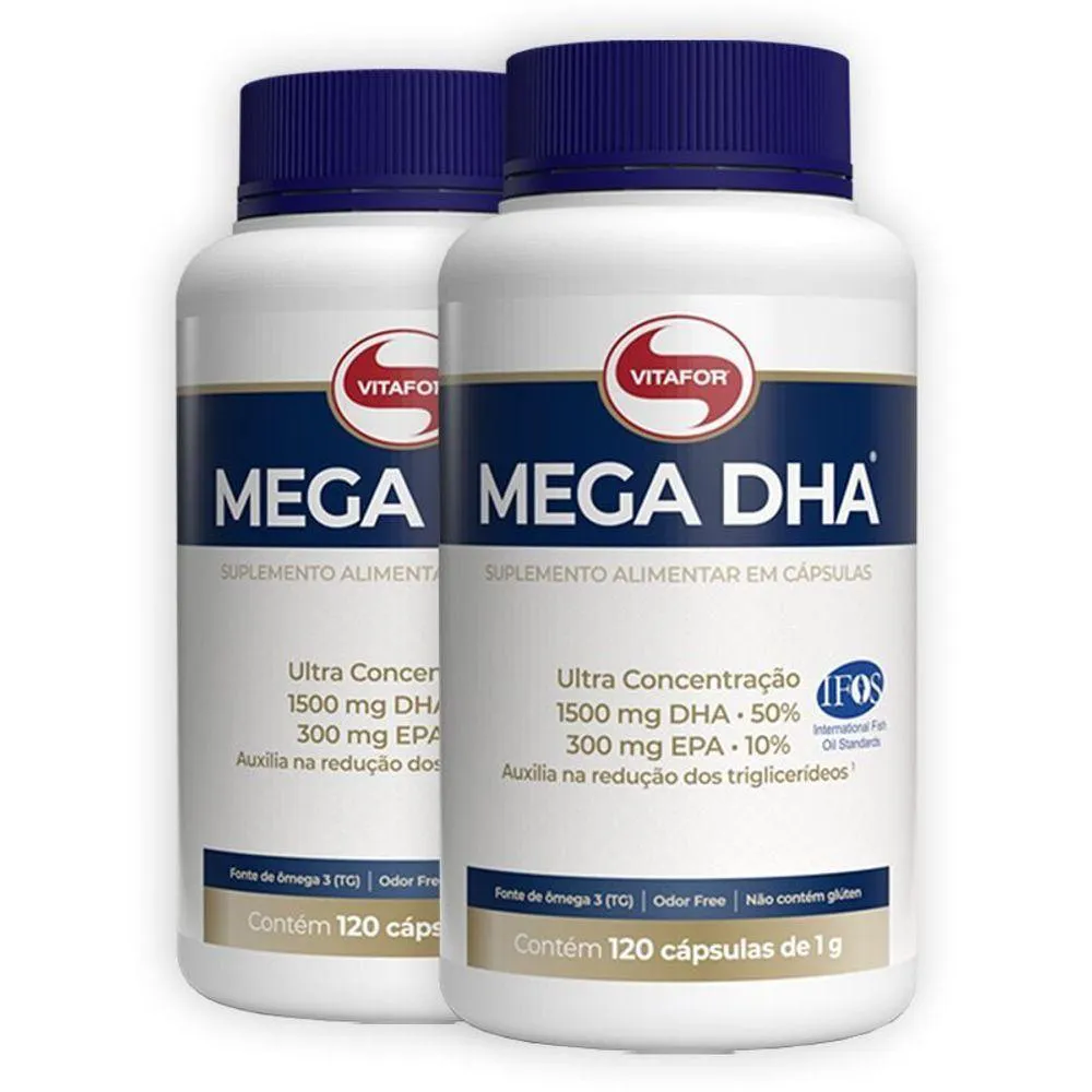KIT 2 MEGA DHA 1500MG VITAFOR 120 CáPSULAS