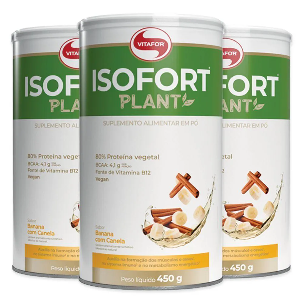 KIT 3 ISOFORT PLANT VITAFOR 450G BANANA COM CANELA