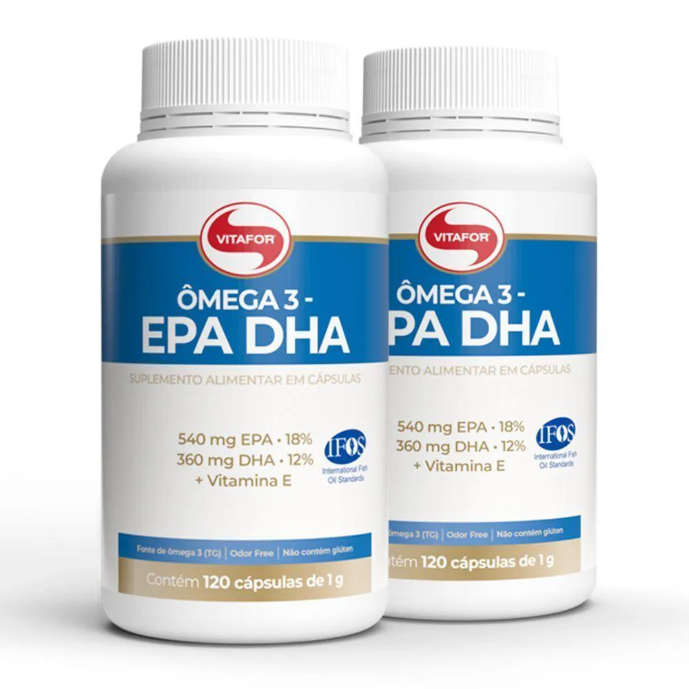 KIT 2 ôMEGA 3 EPA DHA 1000MG VITAFOR 120 CáPSULAS