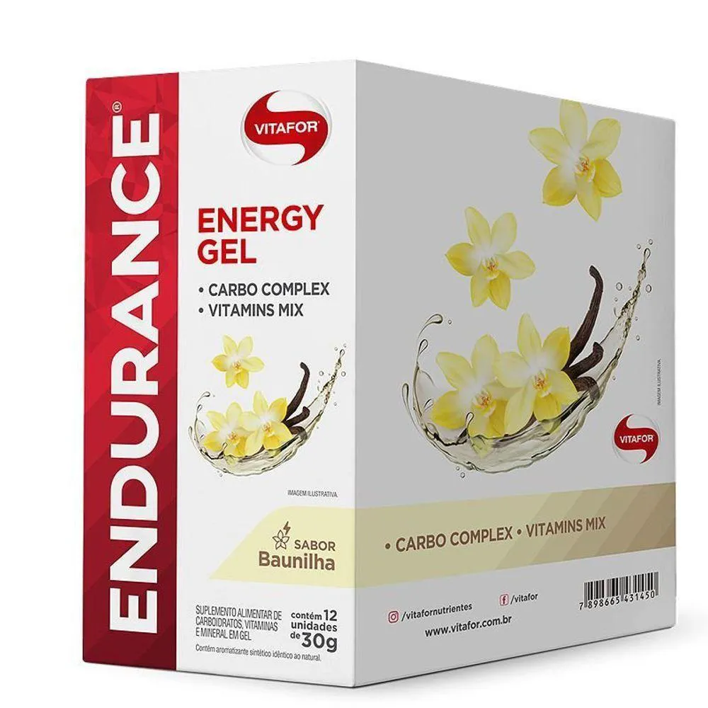 KIT 3 ENDURANCE ENERGY GEL VITAFOR CAIXA 12 SACHêS BAUNILHA