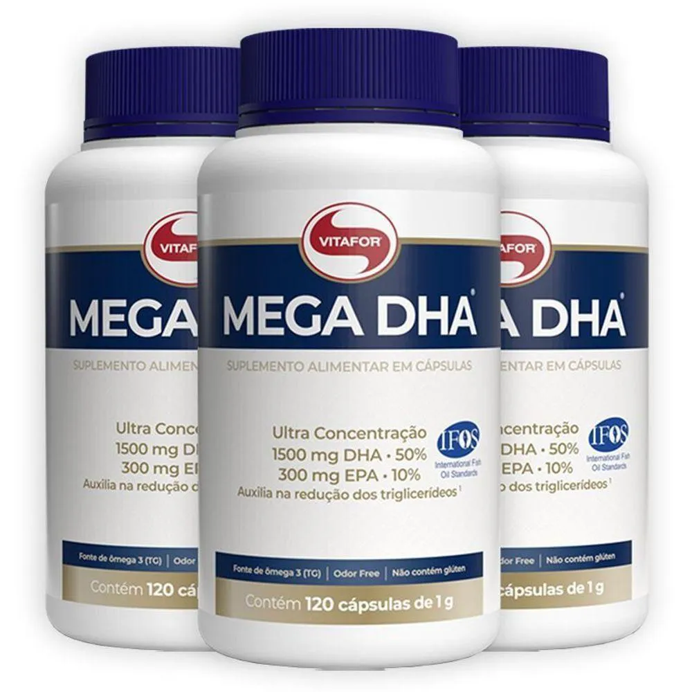 KIT 3 MEGA DHA 1500MG VITAFOR 120 CáPSULAS