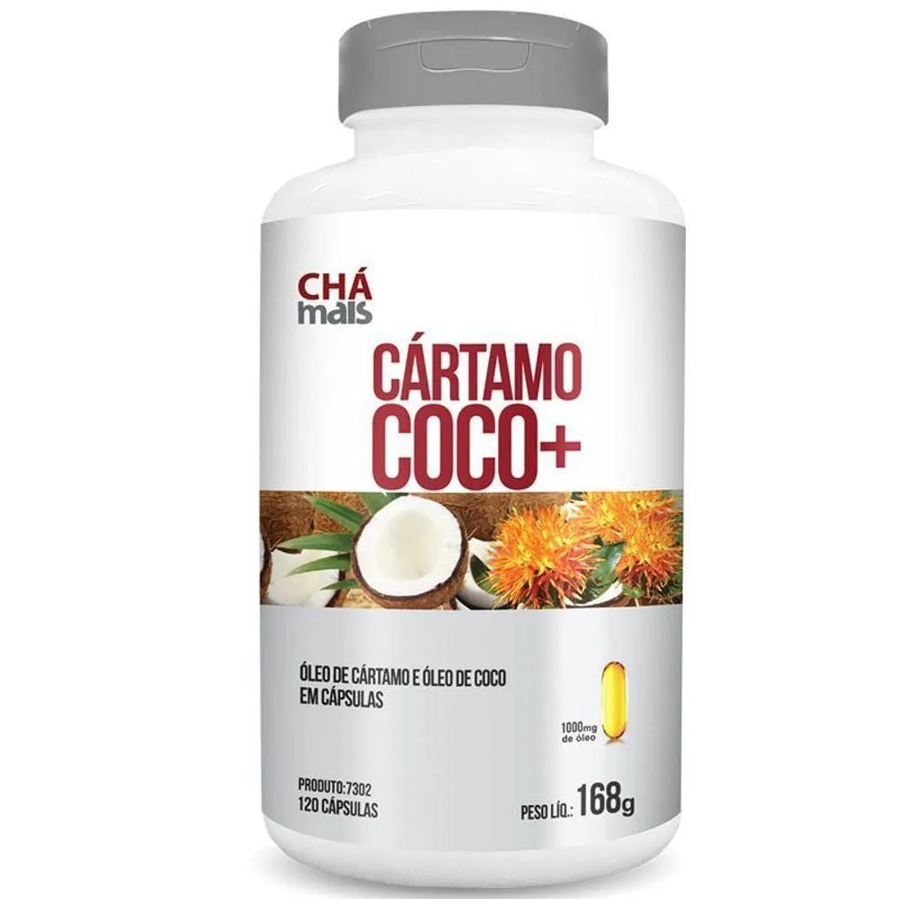 KIT 2 ÓLEO DE CARTAMO + ÓLEO DE COCO 1000MG CHá MAIS 120 CáP
