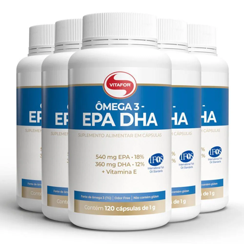 KIT 5 ôMEGA 3 EPA DHA 1000MG VITAFOR 120 CáPSULAS