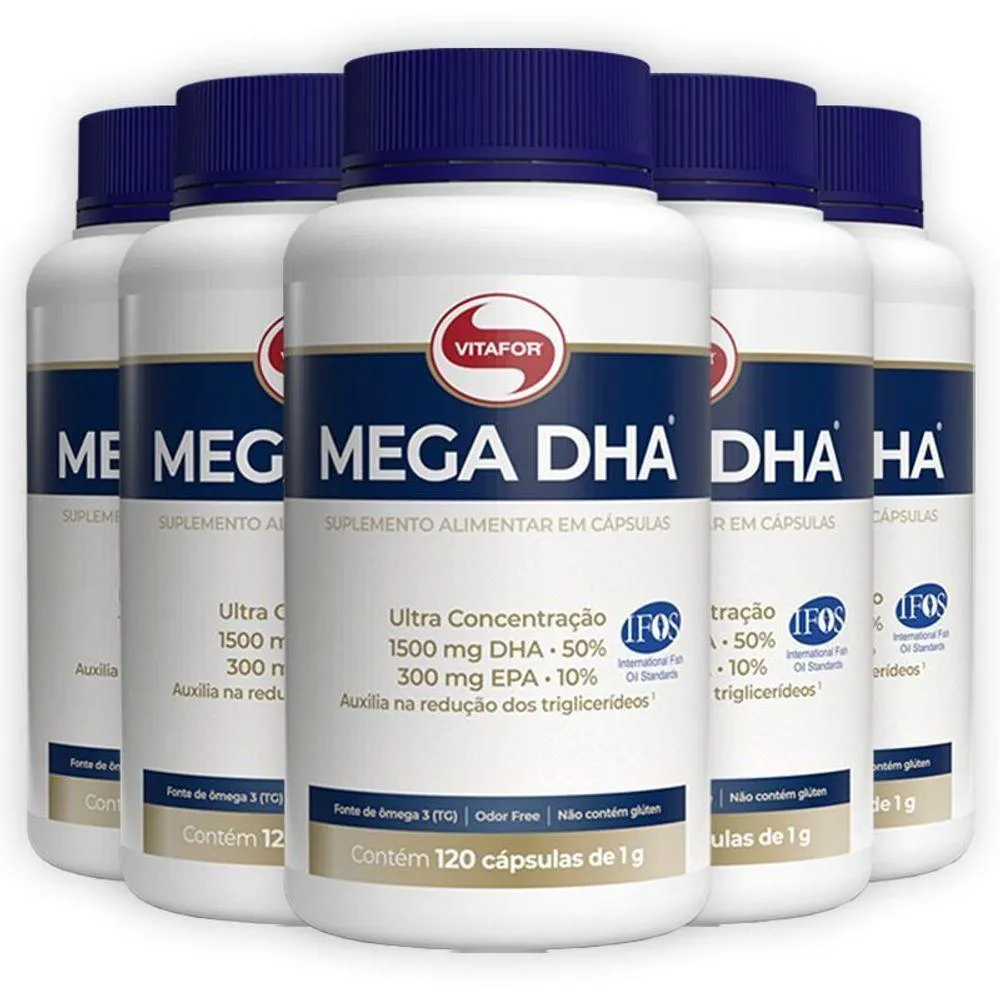 KIT 5 MEGA DHA 1500MG VITAFOR 120 CáPSULAS