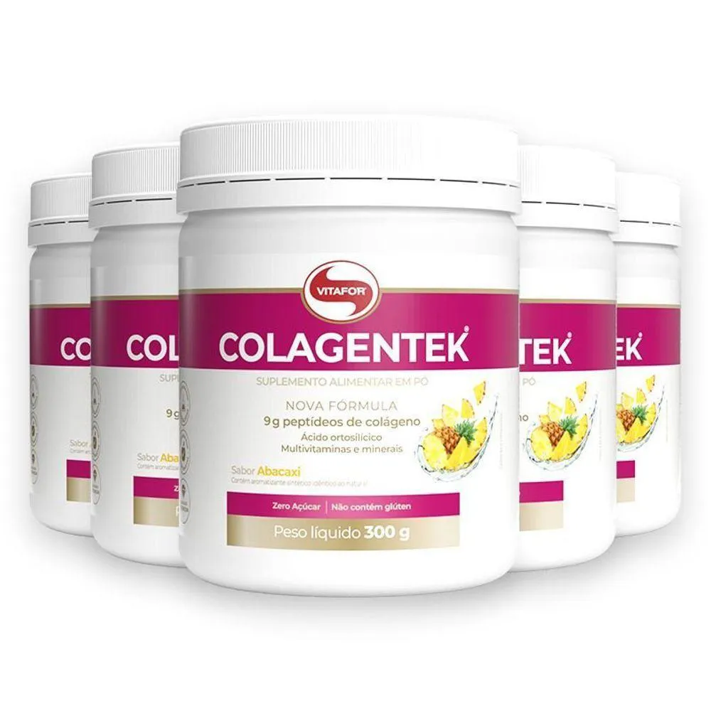 KIT 5 COLáGENO HIDROLISADO COLAGENTEK DA VITAFOR ABACAXI
