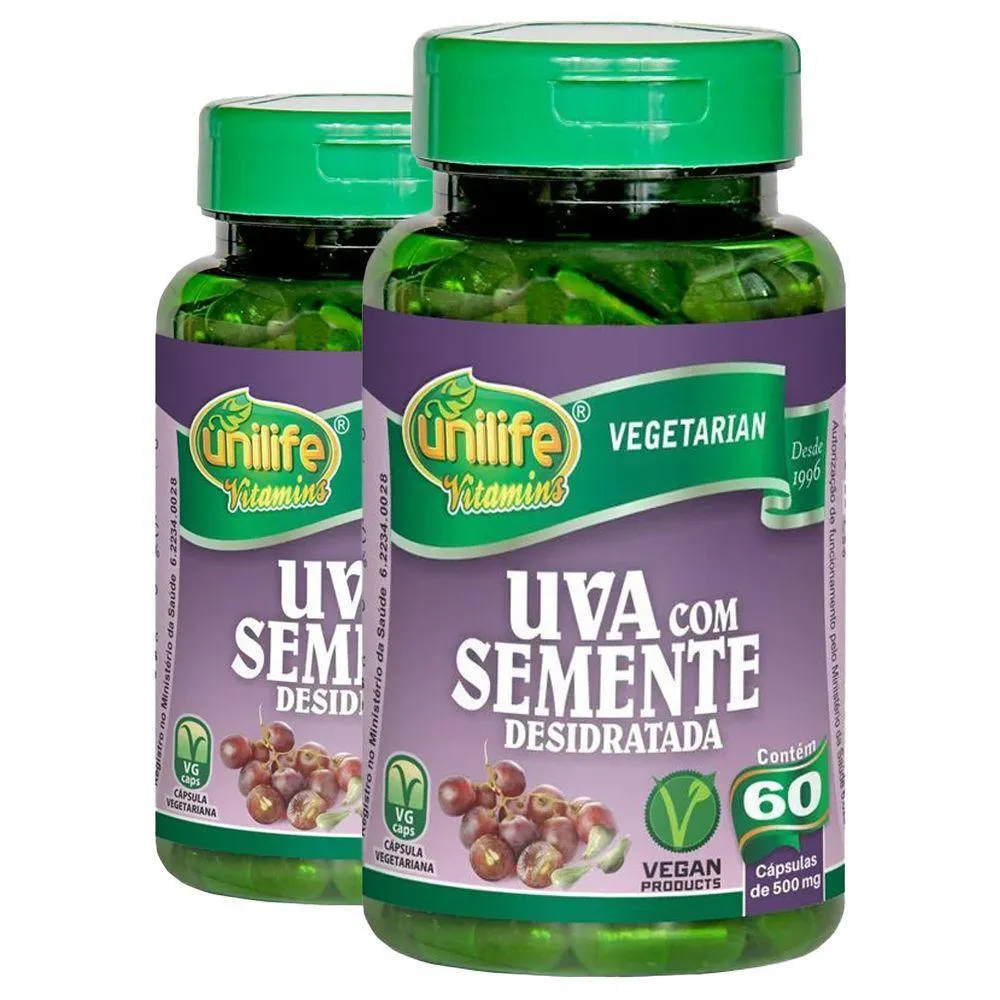 KIT 2 UVA COM SEMENTE DESIDRATADA 60 CáPSULAS UNILIFE
