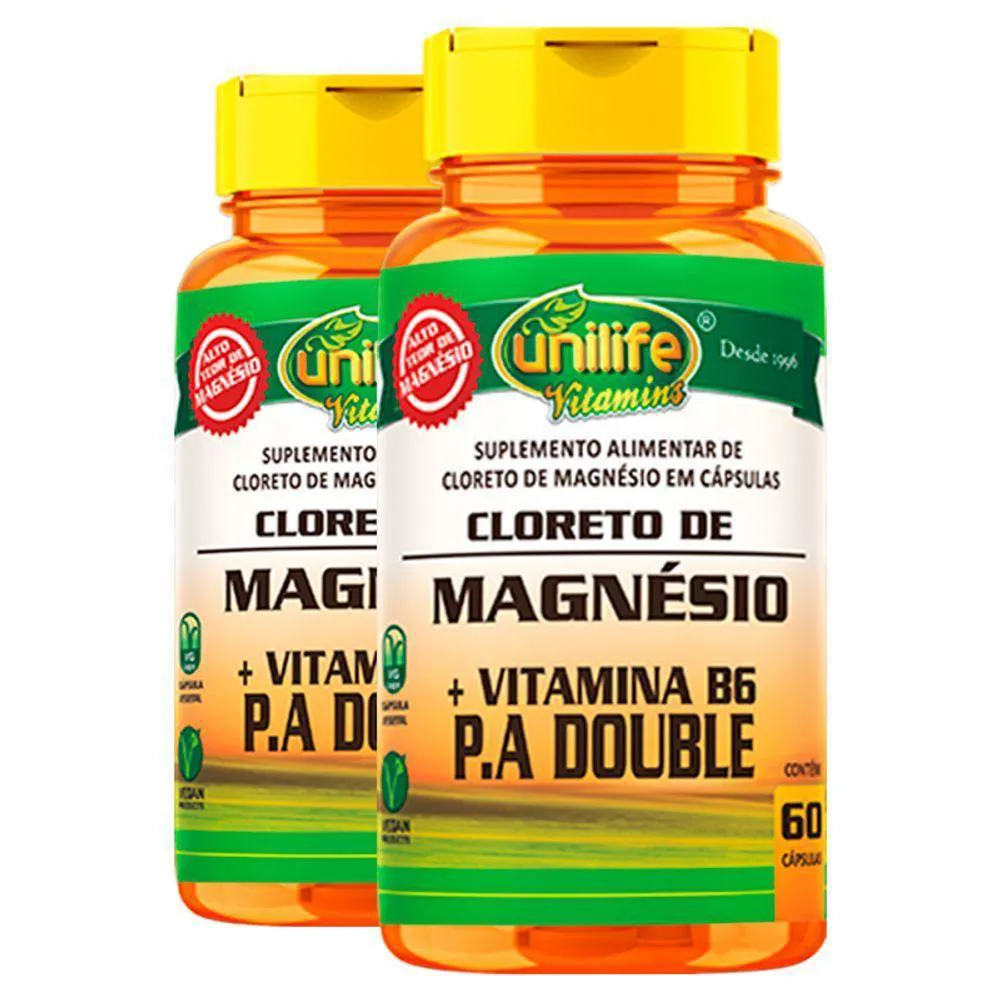 KIT 2 CLORETO DE MAGNéSIO P.A. 800MG UNILIFE 60 CáPSULAS