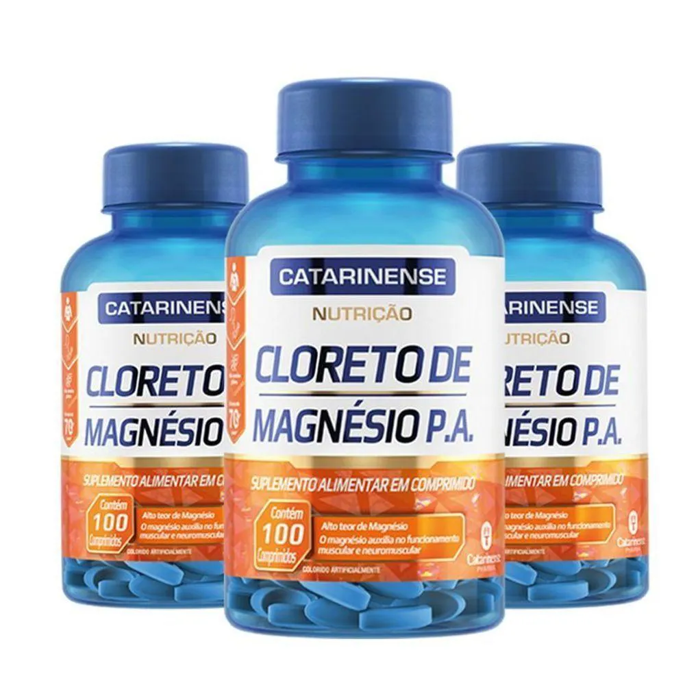 KIT 3 CLORETO DE MAGNéSIO P.A. CATARINENSE 100 COMPRIMIDOS
