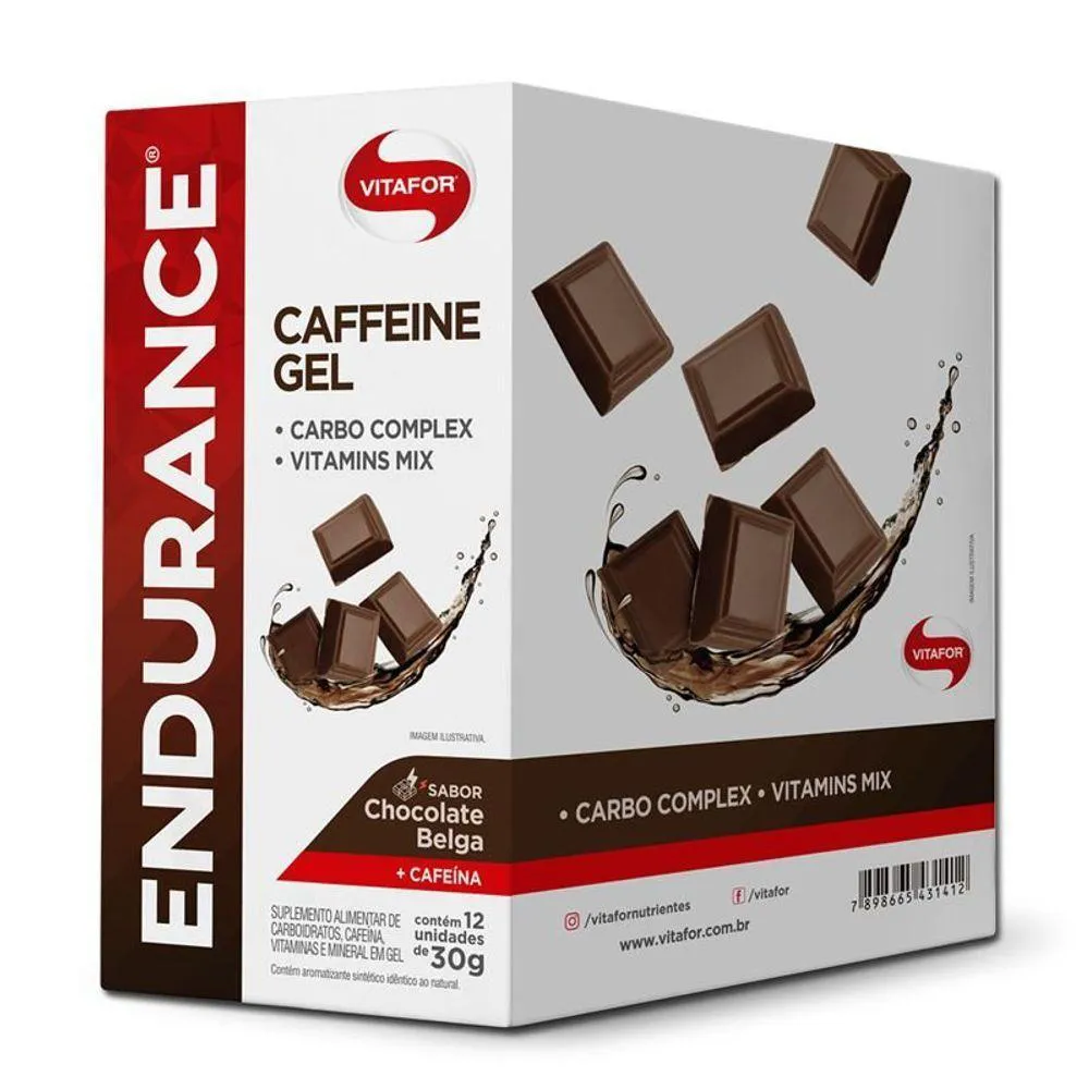 ENDURANCE CAFFEINE GEL VITAFOR CAIXA 12 SACHêS CHOCOLATE BELGA