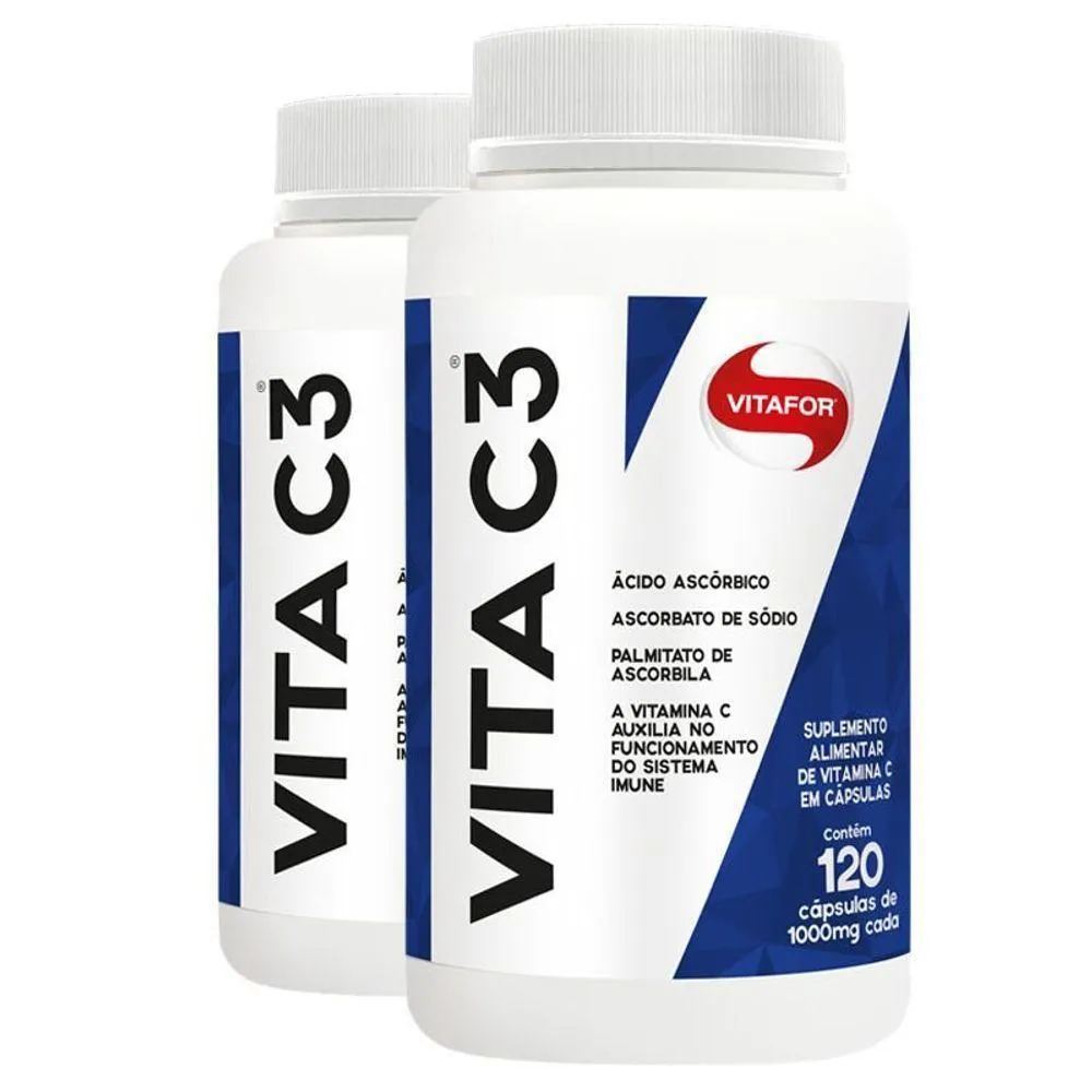 KIT 2 VITA C3 VITAMINA C VITAFOR 120 CáPSULAS