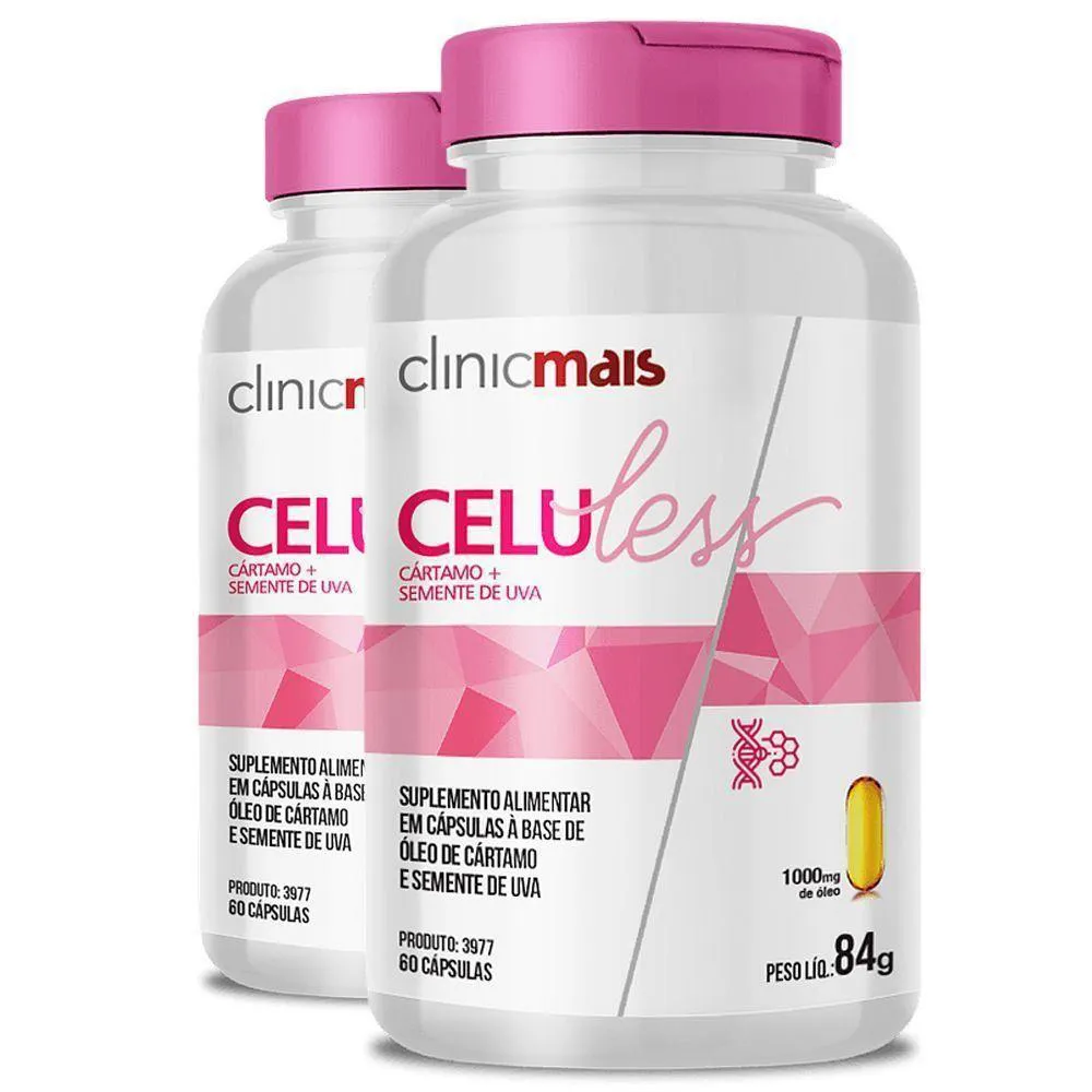 KIT 2 CELULESS CáRTAMO E SEMENTE DE UVA 60 CáPSULAS CLINICMAIS