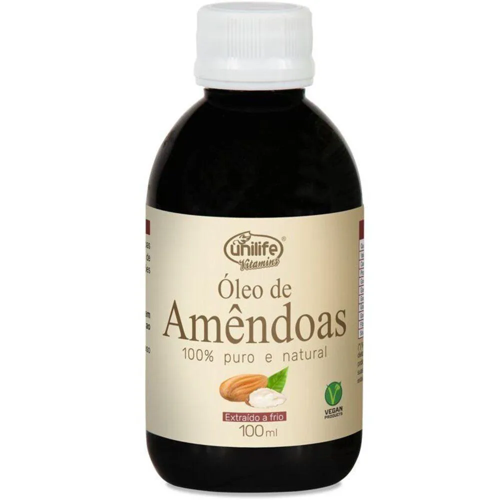 ÓLEO DE AMêNDOAS 100% PURO UNILIFE - EXTRAíDO A FRIO 100ML