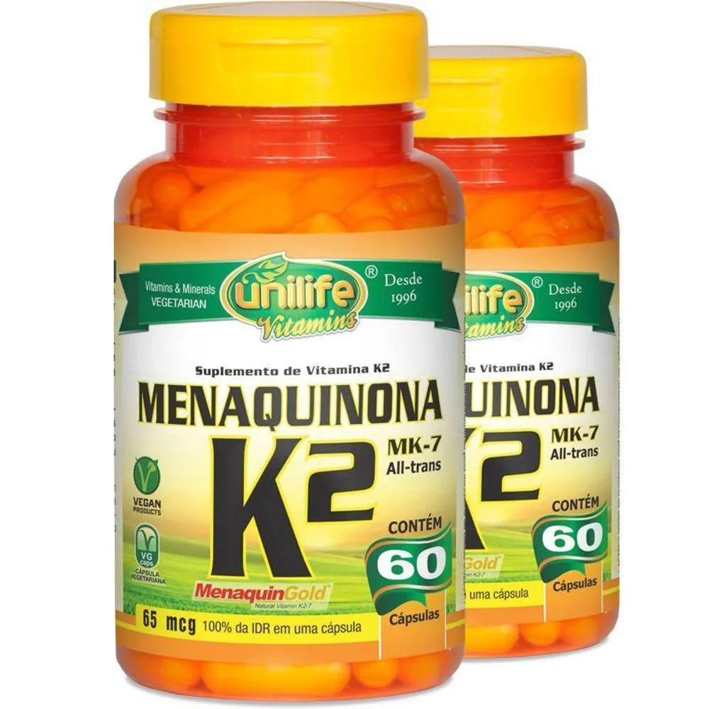 KIT 2 VITAMINA K2 MENAQUINONA MK7 60 CáPSULAS UNILIFE