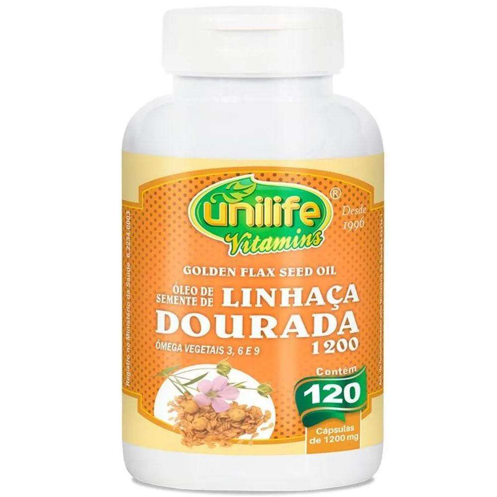ÓLEO DE SEMENTE DE LINHAçA DOURADA 1000MG 120 CáPSULAS UNILIFE
