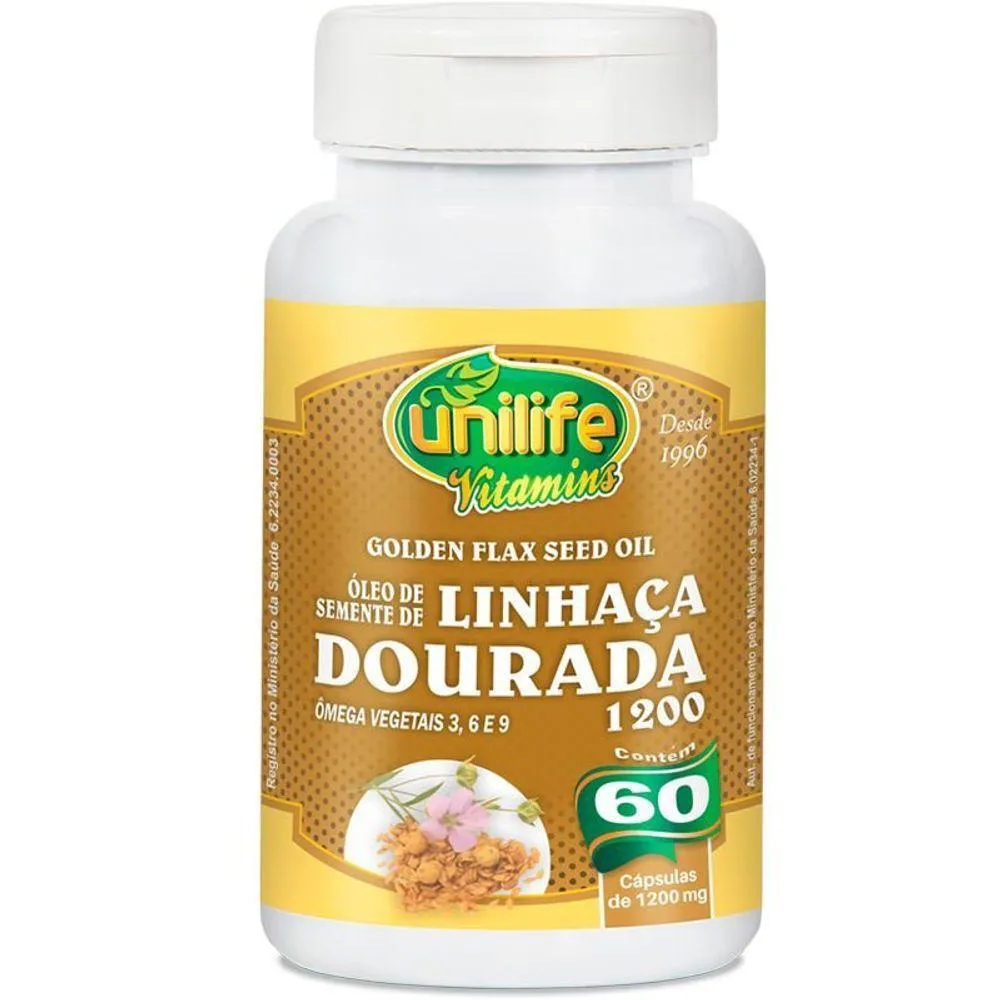 ÓLEO DE SEMENTE DE LINHAçA DOURADA 1000MG 60 CáPSULAS UNILIFE