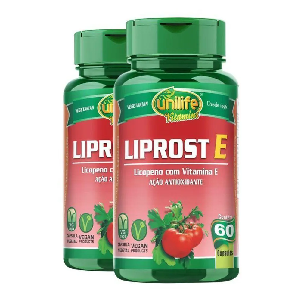KIT 2 LIPROST E LICOPENO COM VITAMINA E 60 CáPSULAS UNILIFE