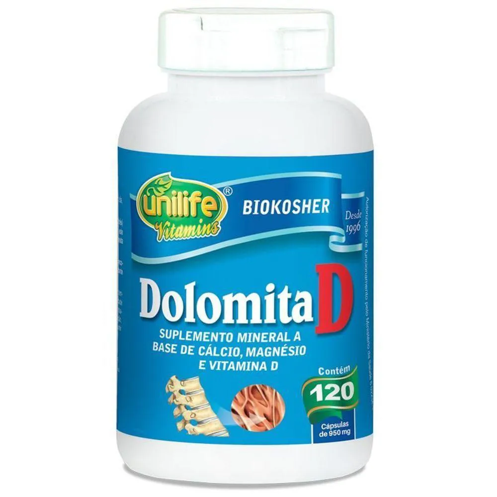 DOLOMITA COM VITAMINA D 120 CáPSULAS UNILIFE