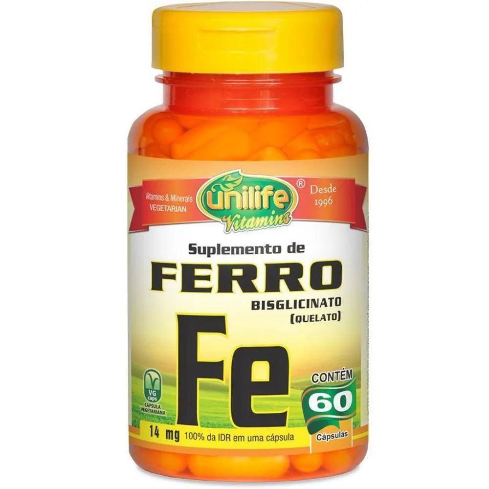FERRO QUELATO FE 14MG 60 CáPSULAS UNILIFE