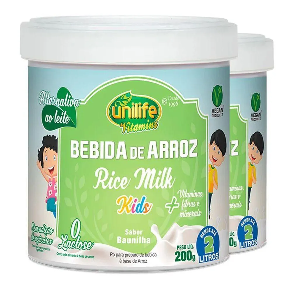 KIT 2 BEBIDA DE ARROZ SEM LACTOSE KIDS UNILIFE 200G