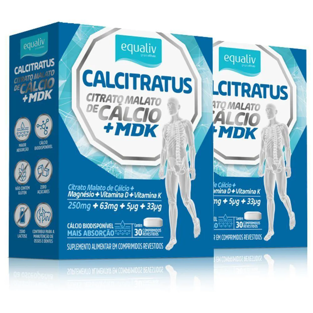 KIT 2 CALCITRATUS + MDK CITRATO MALATO DE CáLCIO 30CAP