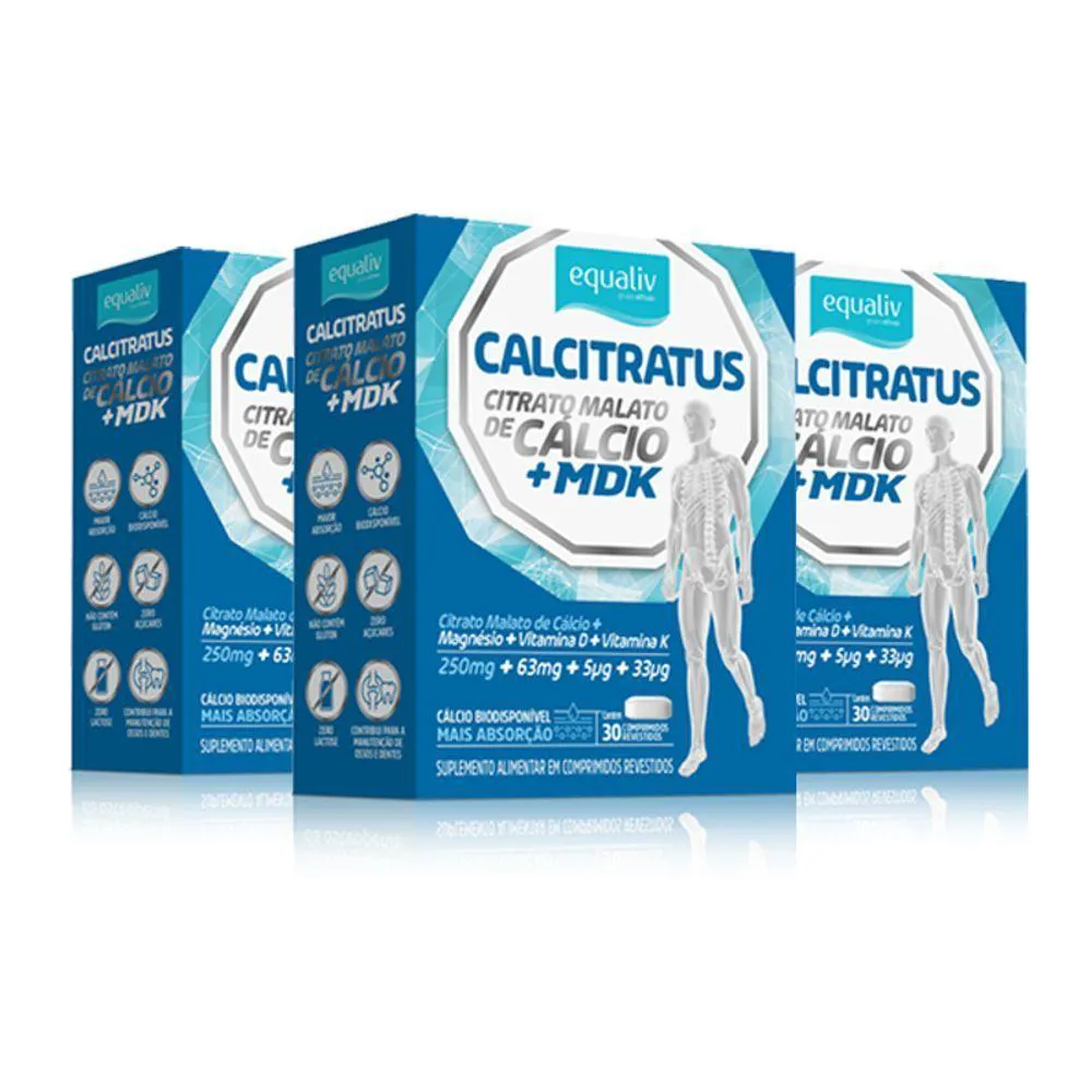 KIT 3 CALCITRATUS + MDK CITRATO MALATO DE CáLCIO 30CAP