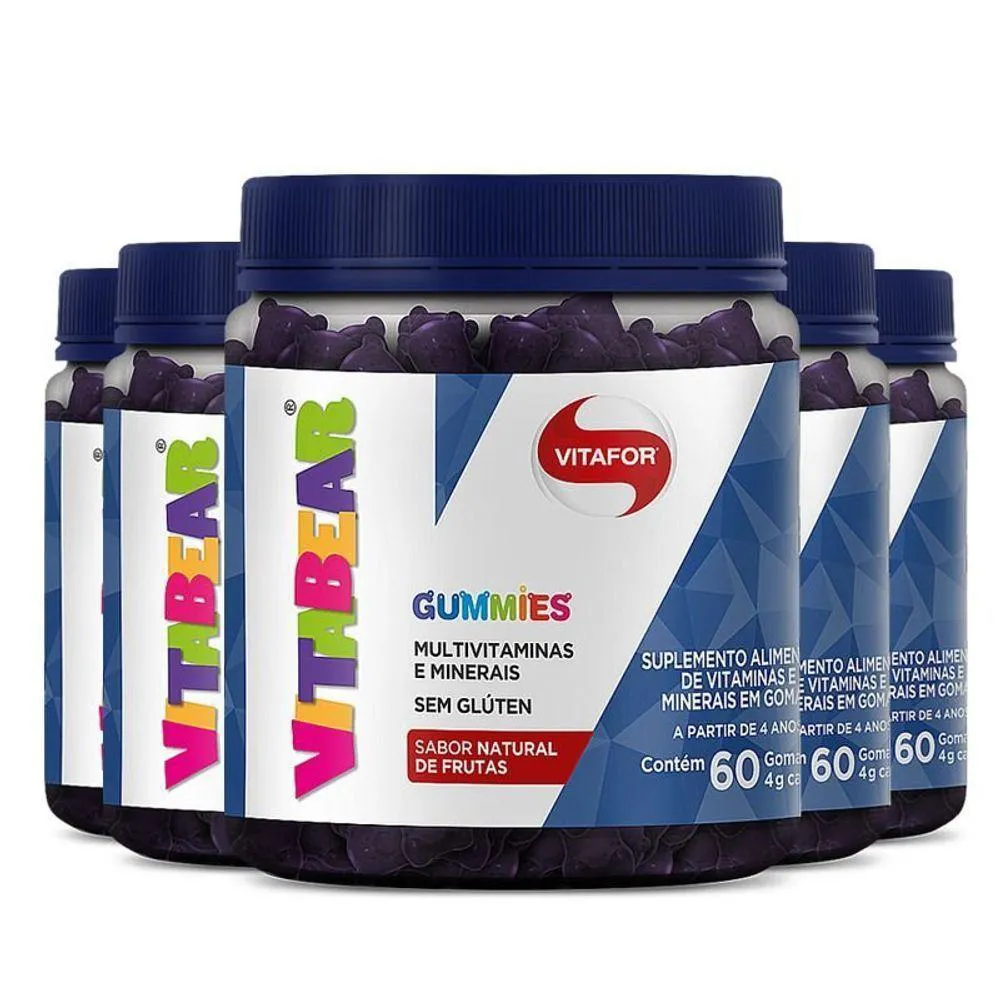 KIT 5 VITA BEAR MULTIVITAMíNICOS VITAFOR 60 GOMAS 200G