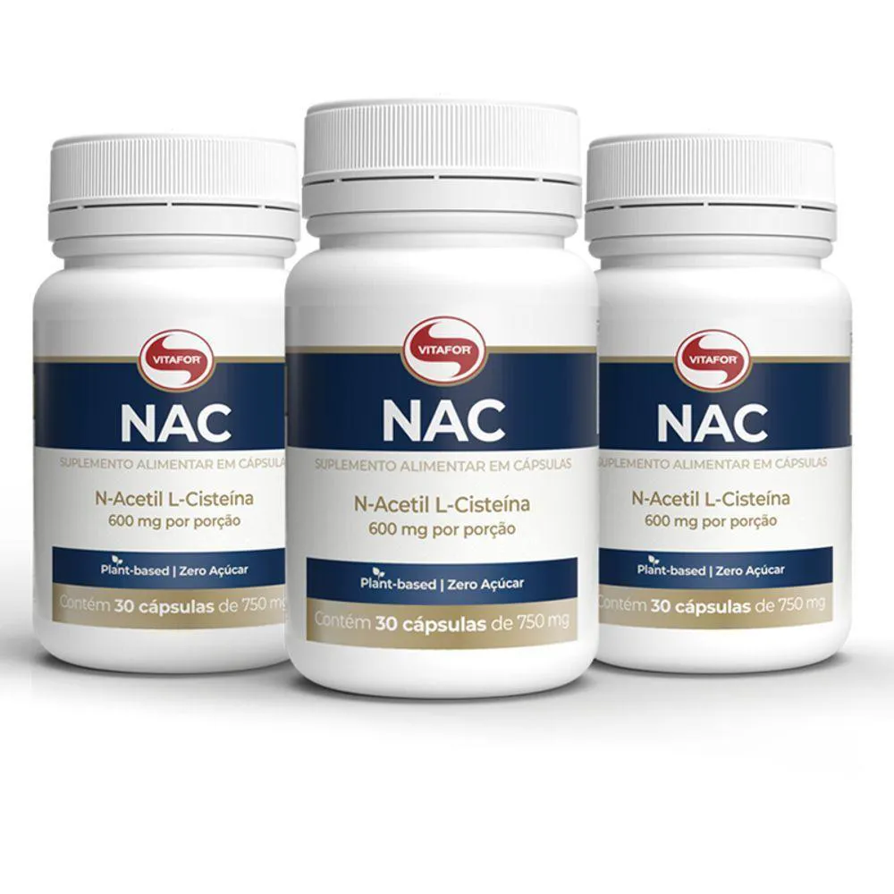 KIT 3 NAC N-ACETIL L-CISTEíNA 600MG VITAFOR 30 CáPSULAS