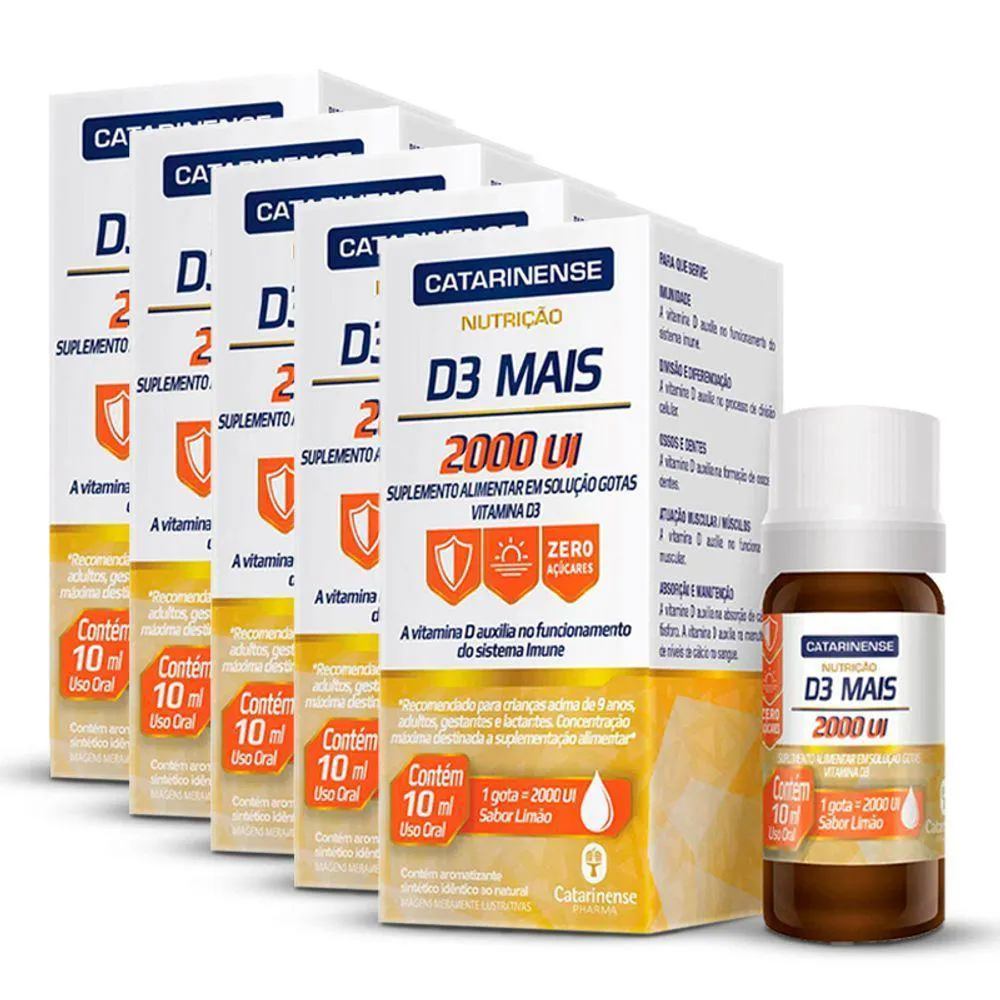 KIT 5 VITAMINA D3 MAIS 2000 UI CATARINENSE 10ML