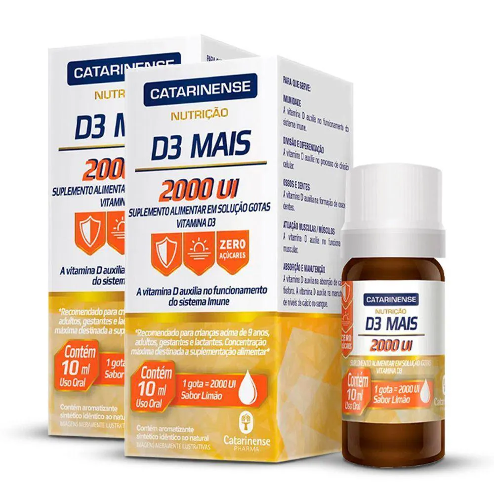 KIT 2 VITAMINA D3 MAIS 2000 UI CATARINENSE 10ML