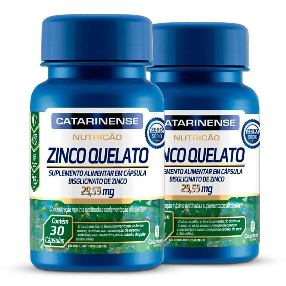 KIT 2 ZINCO QUELATO CATARINENSE 30 CáPSULAS