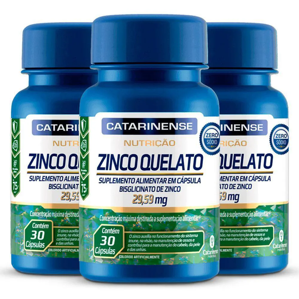 KIT 3 ZINCO QUELATO CATARINENSE 30 CáPSULAS