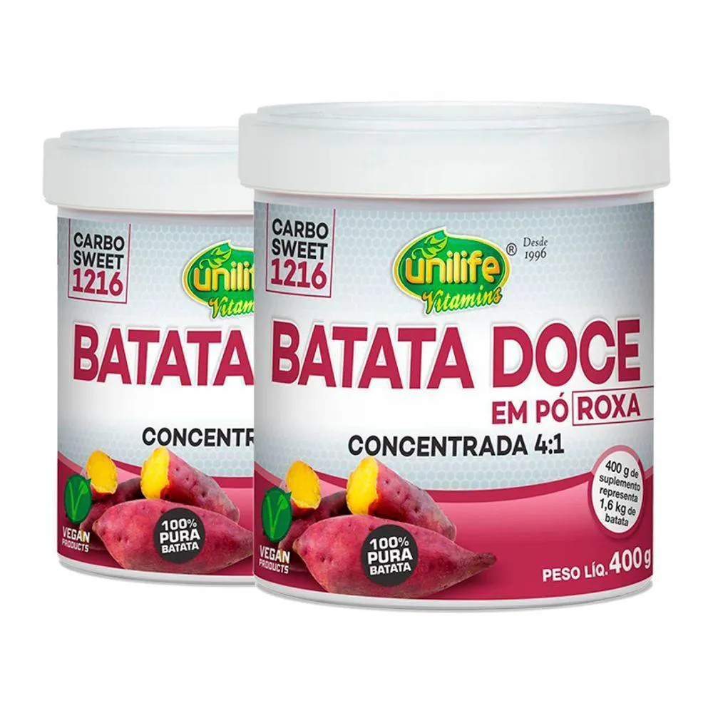 KIT 2 BATATA DOCE ROXA EM Pó 100% PURA 400G UNILIFE