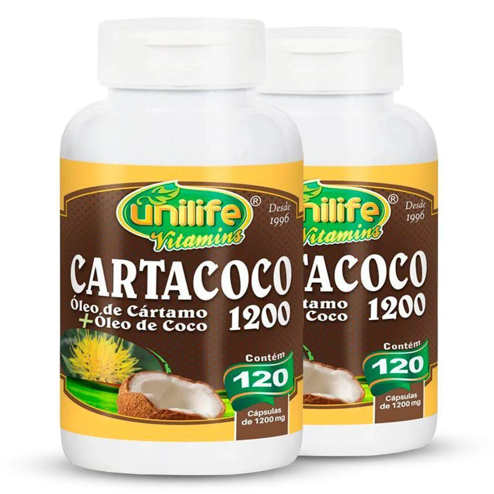 KIT 2 ÓLEO DE CARTAMO E COCO CARTACOCO 1200MG UNILIFE