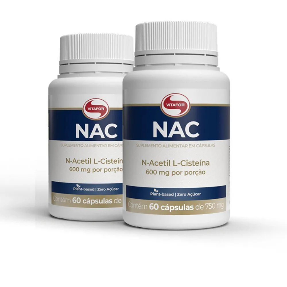 KIT 2 NAC N-ACETIL L-CISTEíNA 600MG VITAFOR 60 CáPSULAS