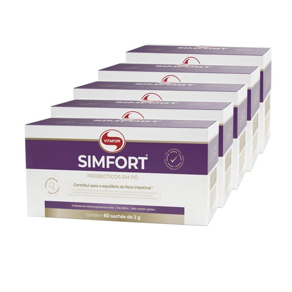 KIT 5 SIMFORT MIX DE PROBIóTICOS VITAFOR 60 SACHêS DE 2G