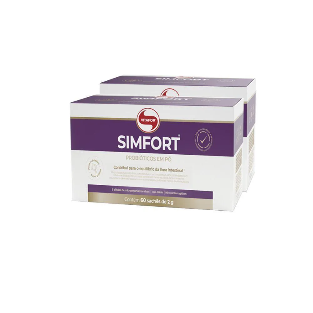 KIT 2 SIMFORT MIX DE PROBIóTICOS VITAFOR 60 SACHêS DE 2G